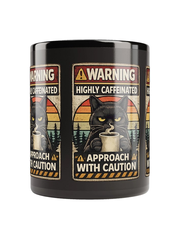 Warning: Highly Caffeinated – Funny Cat Mug (Approach With Caution) product image (2)
