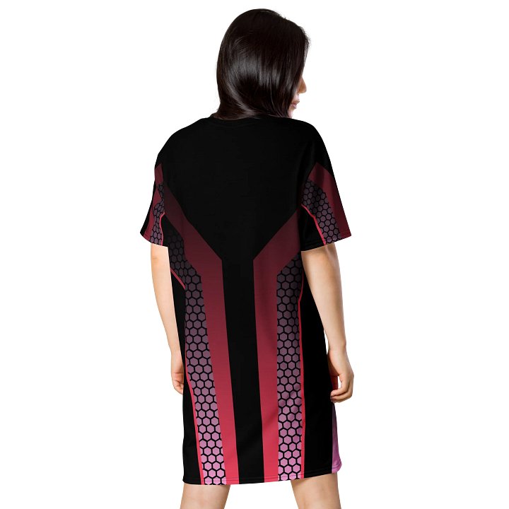 Exclusive Oversized T-Shirt Dress with Hexagonal Pattern in Pink and Magenta - Stretchy Fabric, Sizes 2XS-6XL product image (2)