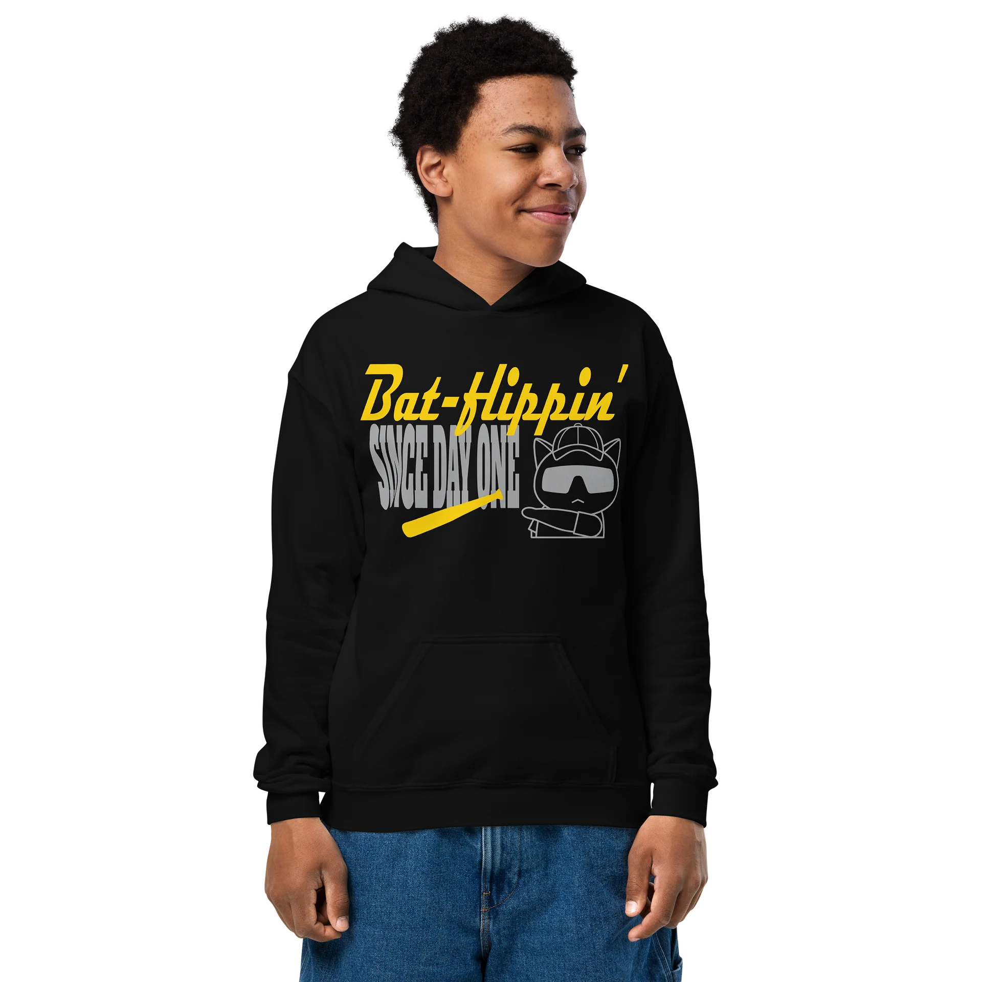Baseball Cat (Bat-flippin' Since Day One) - Unisex Youth Hoodie product image (1)