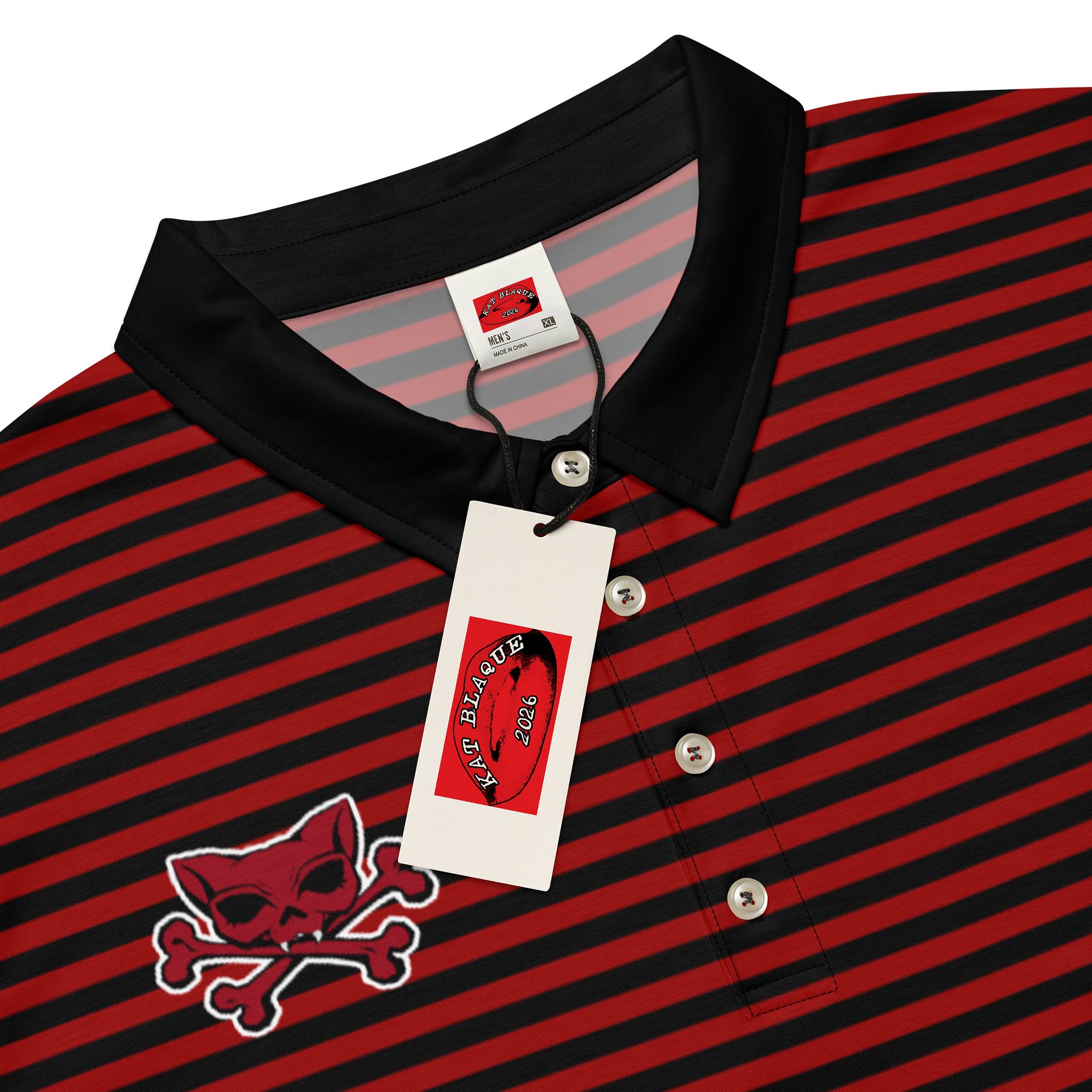 Red and Blaque Red Kat Skull Polo product image (4)