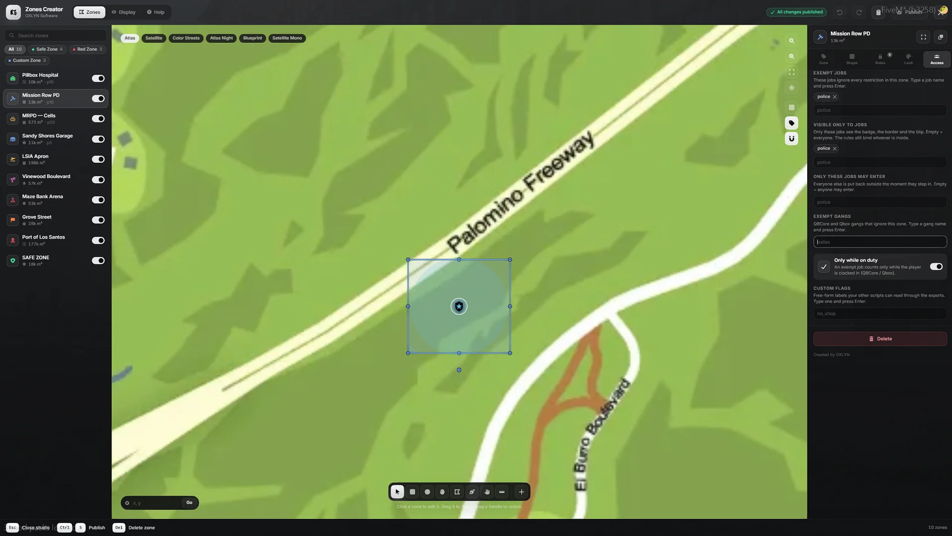 FiveM Zone Creator – Safe Zones, PvP, Traffic & 35 Rules In-Game [ESX/QBCore/QBOX] product image (2)