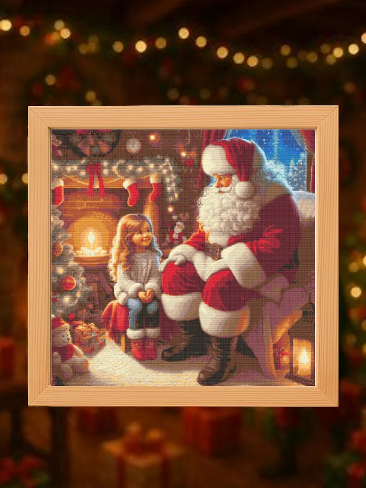 Girl Visits Santa's Grotto Cross Stitch Pattern product image (1)