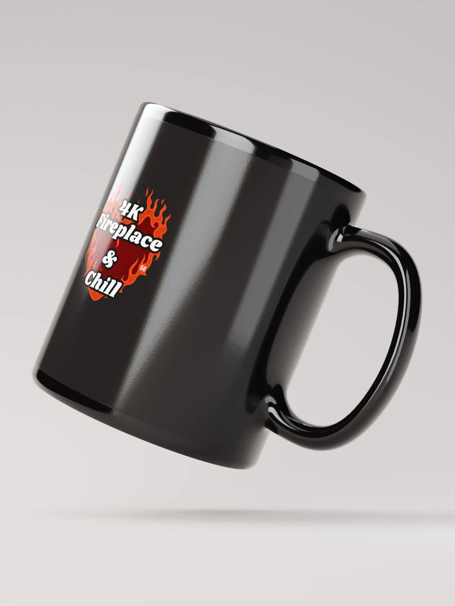 Flaming Heart - 4K Fireplace & Chill | Black Glossy Mug product image (2)