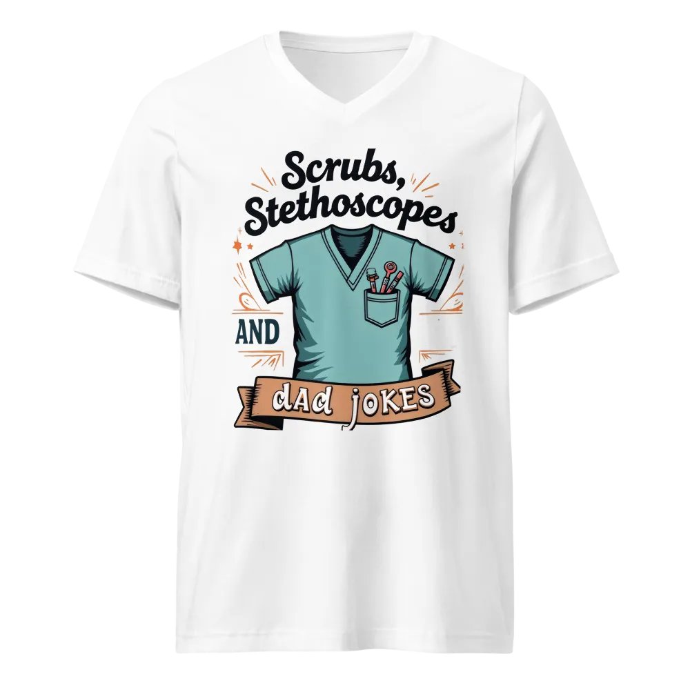 Stylish Scrubs & Dad Jokes V-neck tee product image (1)