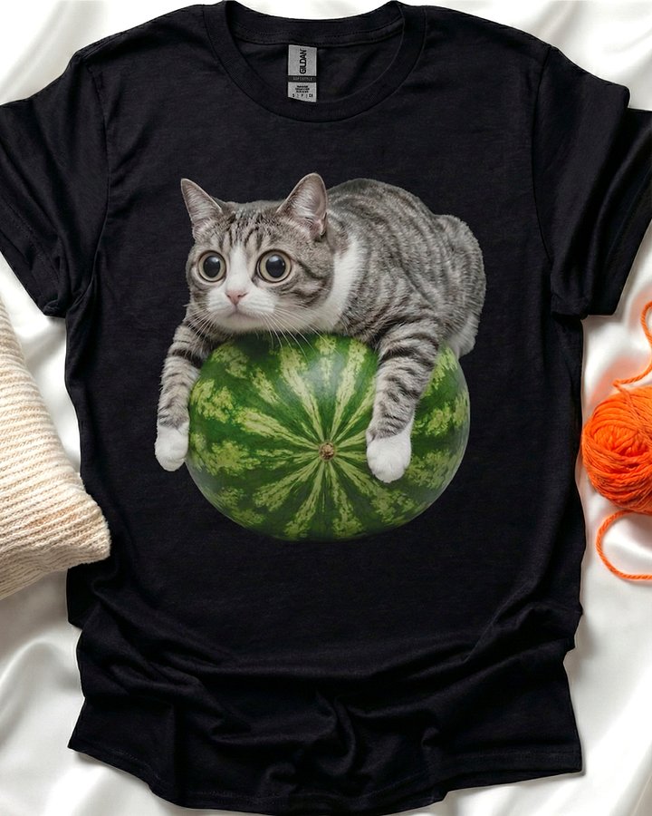 Watermelon Funny Cat T-Shirt product image (1)