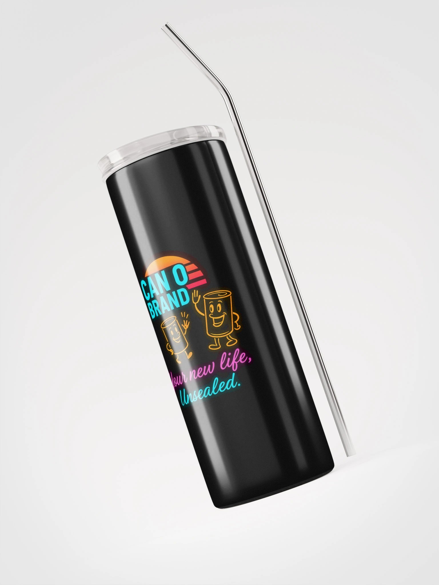 🌅 CAN O’ Brand Neon Tumbler – “Your New Life, Unsealed.” product image (3)