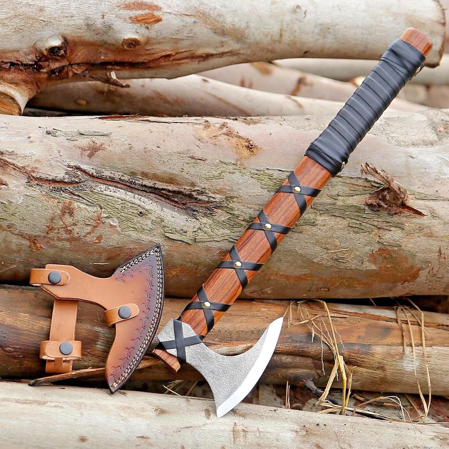 Handmade Vikings Bearded Axe, with Leather Sheath product image (1)