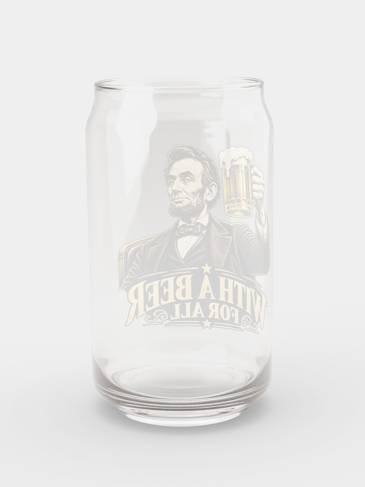 Abraham Lincoln “With a Beer for All” Beer Can Glass product image (10)