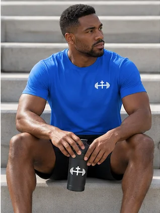 His House Mens Performance Crew Collar T-Shirt -Black Logo by His House