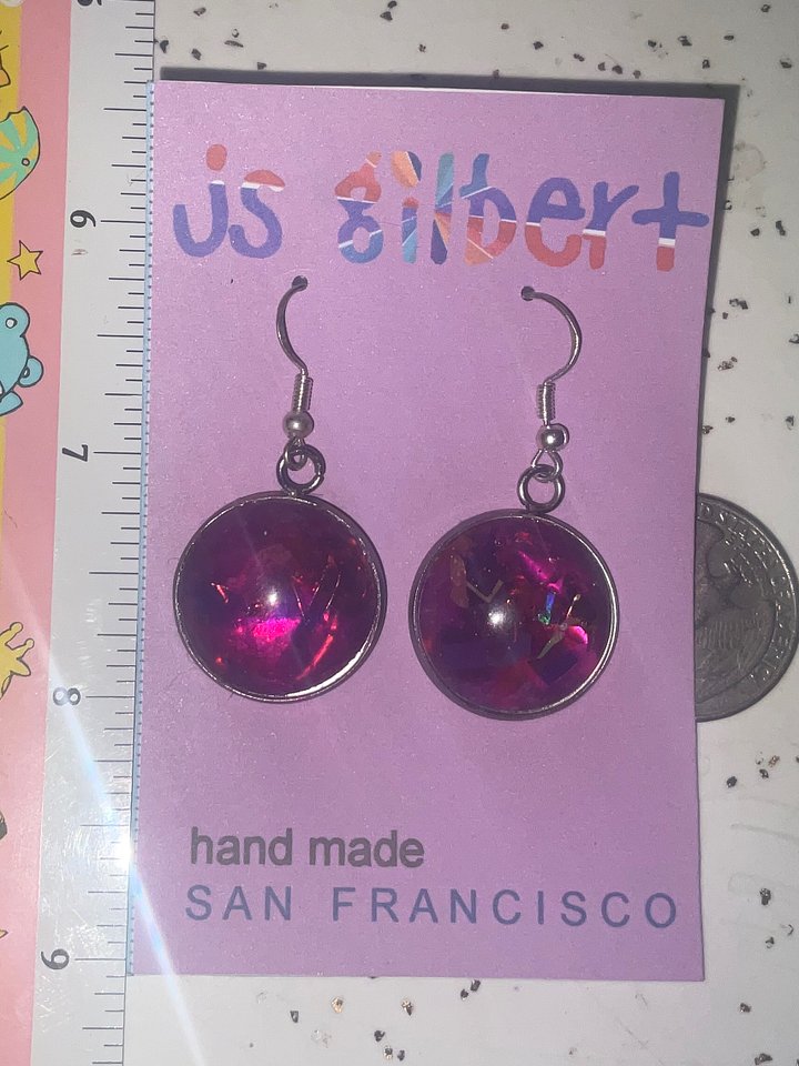 Holographic Red dangle earrings product image (2)