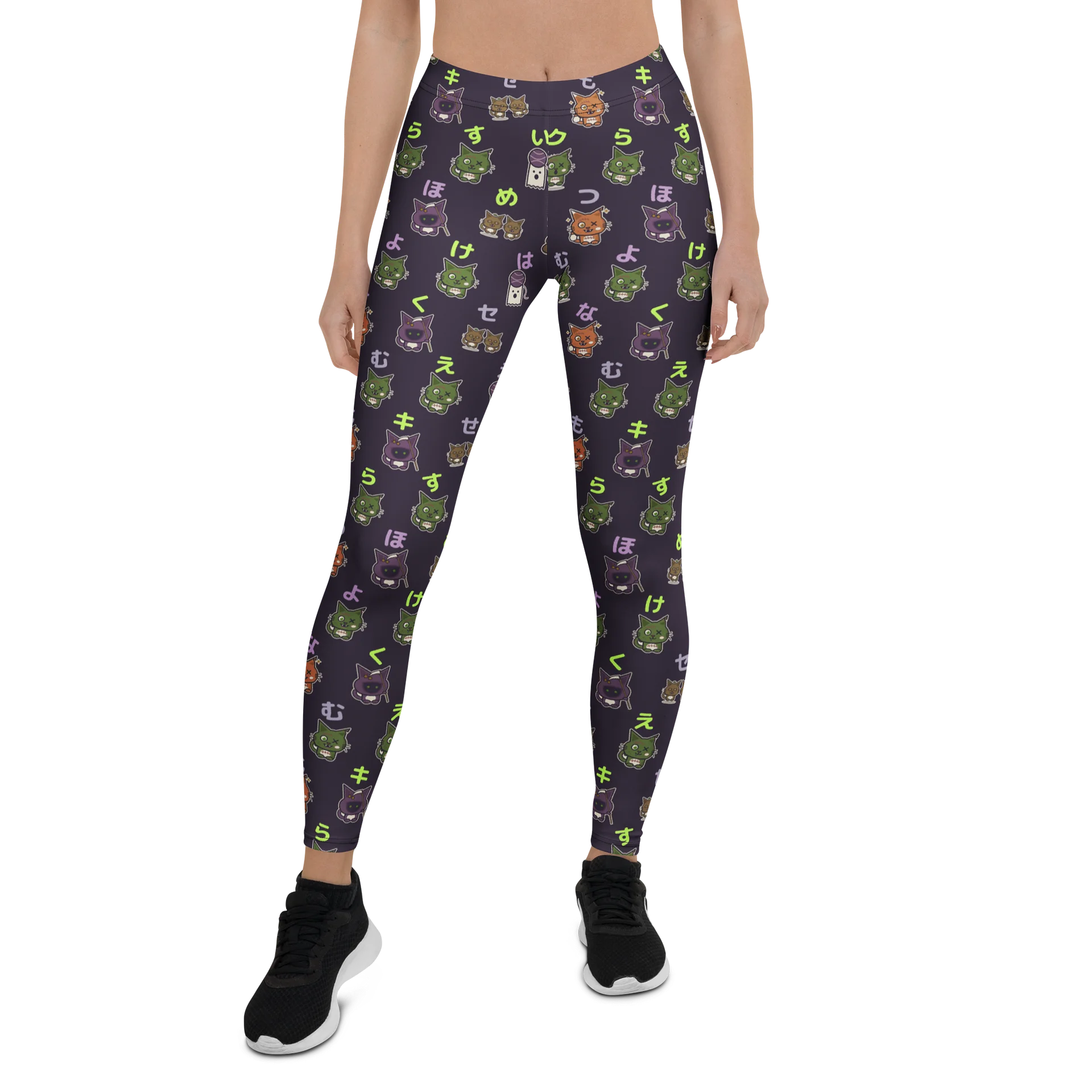 Zombie Cat Kana All-Over Print Leggings product image (1)