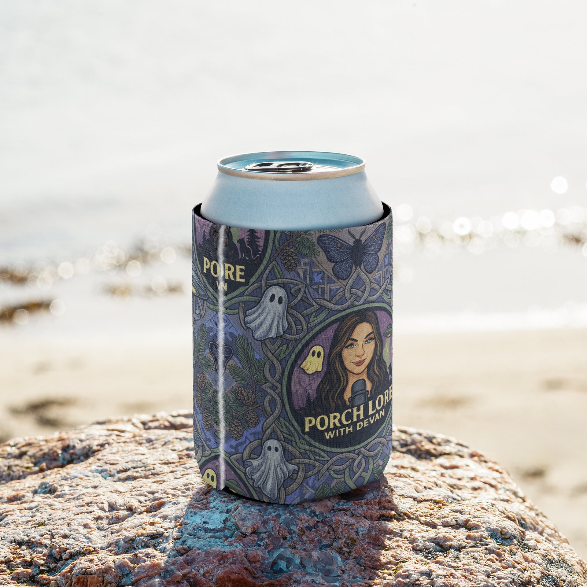 PORCH LORE DEVAN PERIWINKLE MOTH COOZIE CAN COOLER product image (8)