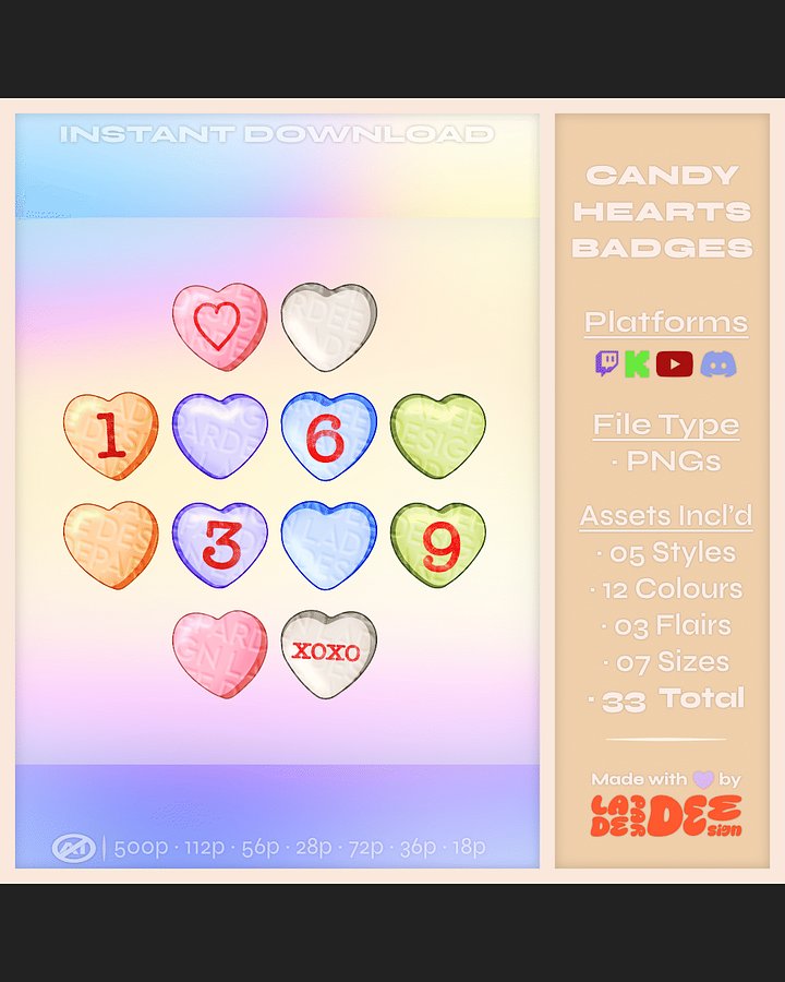 Candy Heart Badges product image (1)