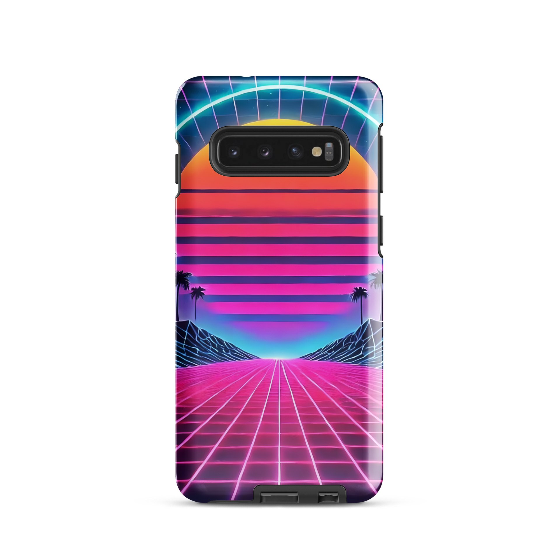 Retro Neon Sunset Samsung Tough Case - Synthwave Dreamscape Design product image (1)