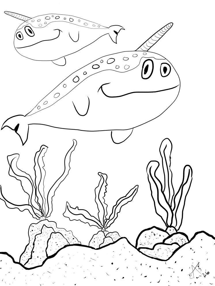 TSStechAngel's World - Narwhals Coloring Page product image (1)