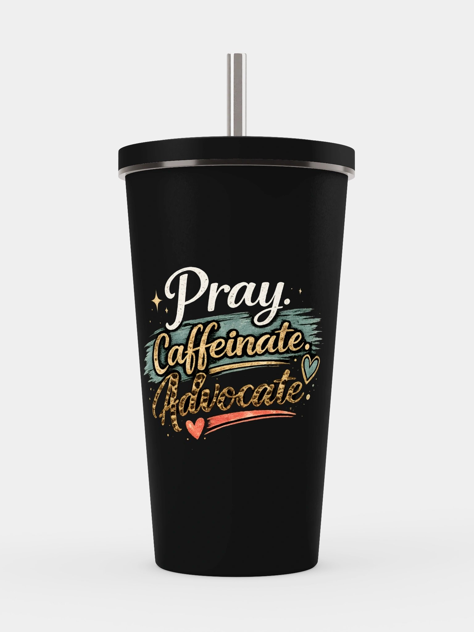 Pray. Caffeinate. Advocate. Stainless Steel Tumbler product image (1)