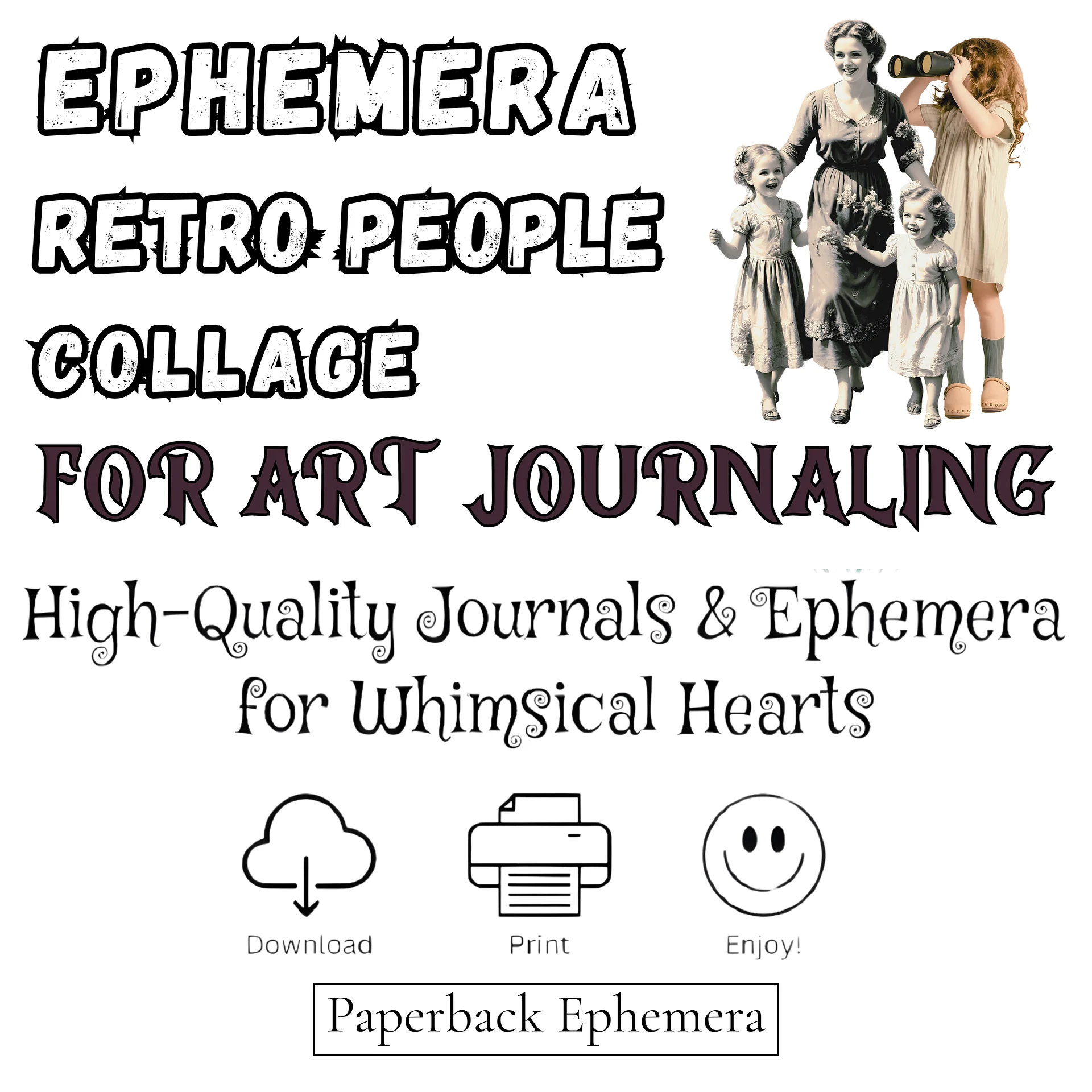 Retro People Ephemera Printable PDF – 12 Vintage Collage Sheets for Junk Journals product image (6)