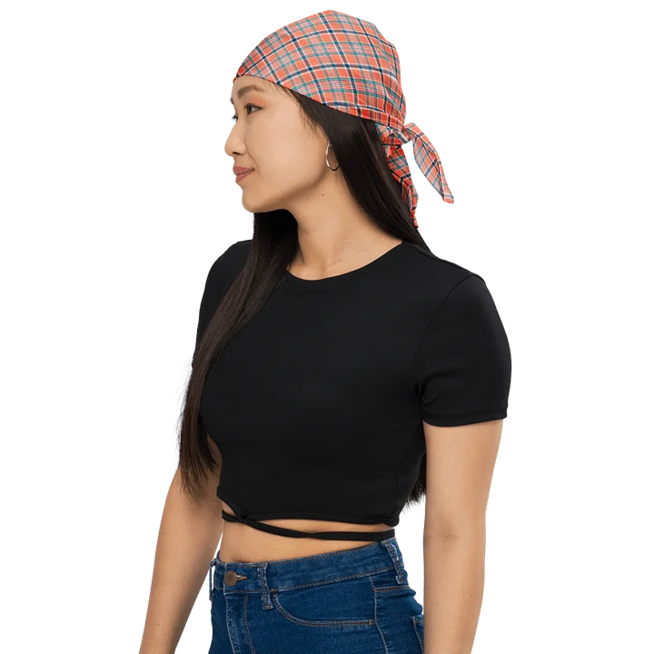 Orange Coral and Blue Plaid Bandana product image (1)