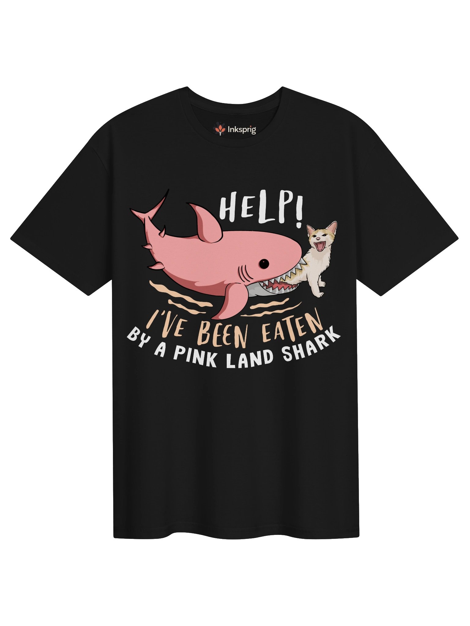 Pink Land Shark Help Cat T-Shirt product image (2)