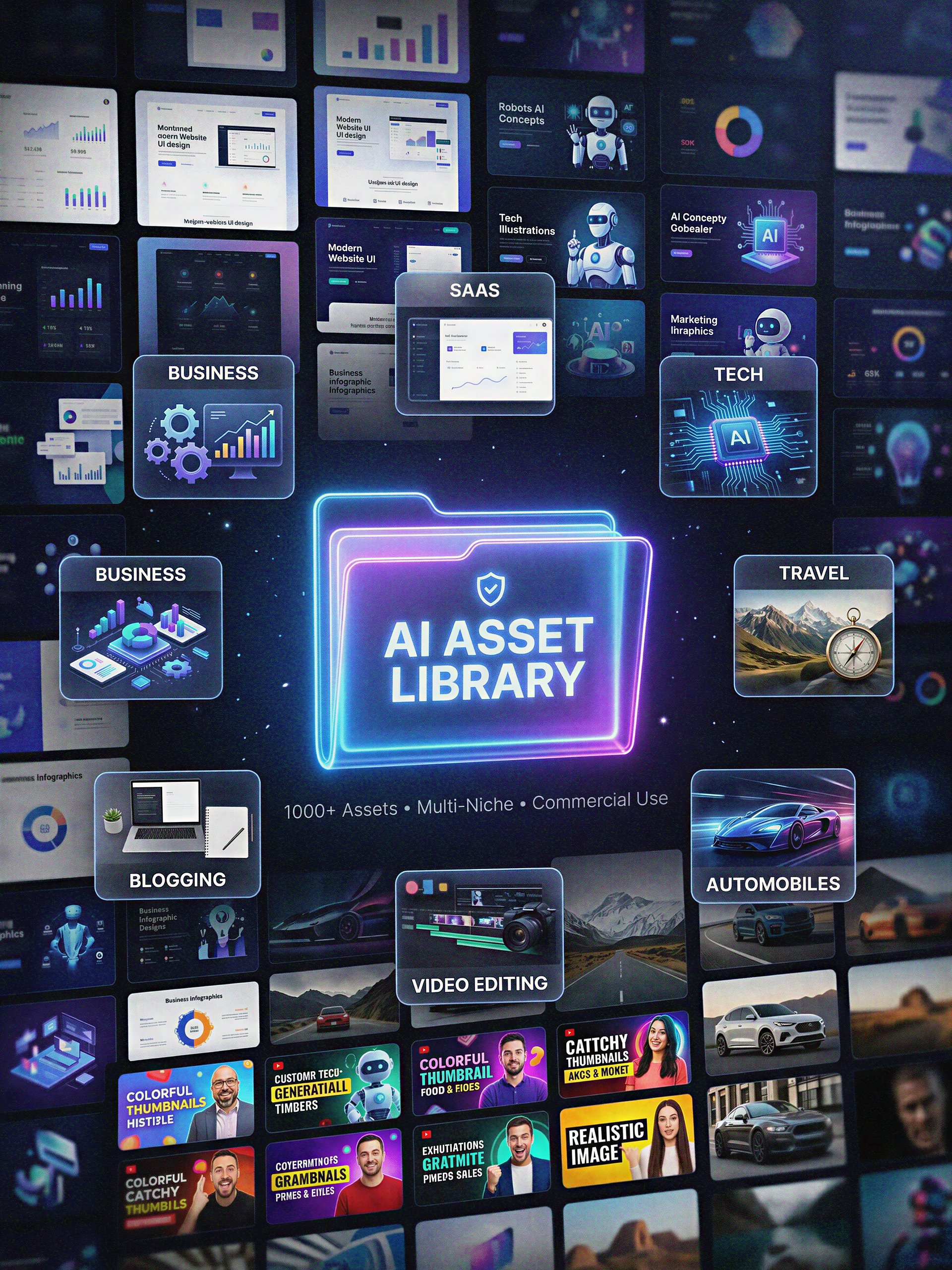 Ultimate AI Asset Library – 1000+ Multi-Niche Visuals for Creators, Marketers & Freelancers product image (1)