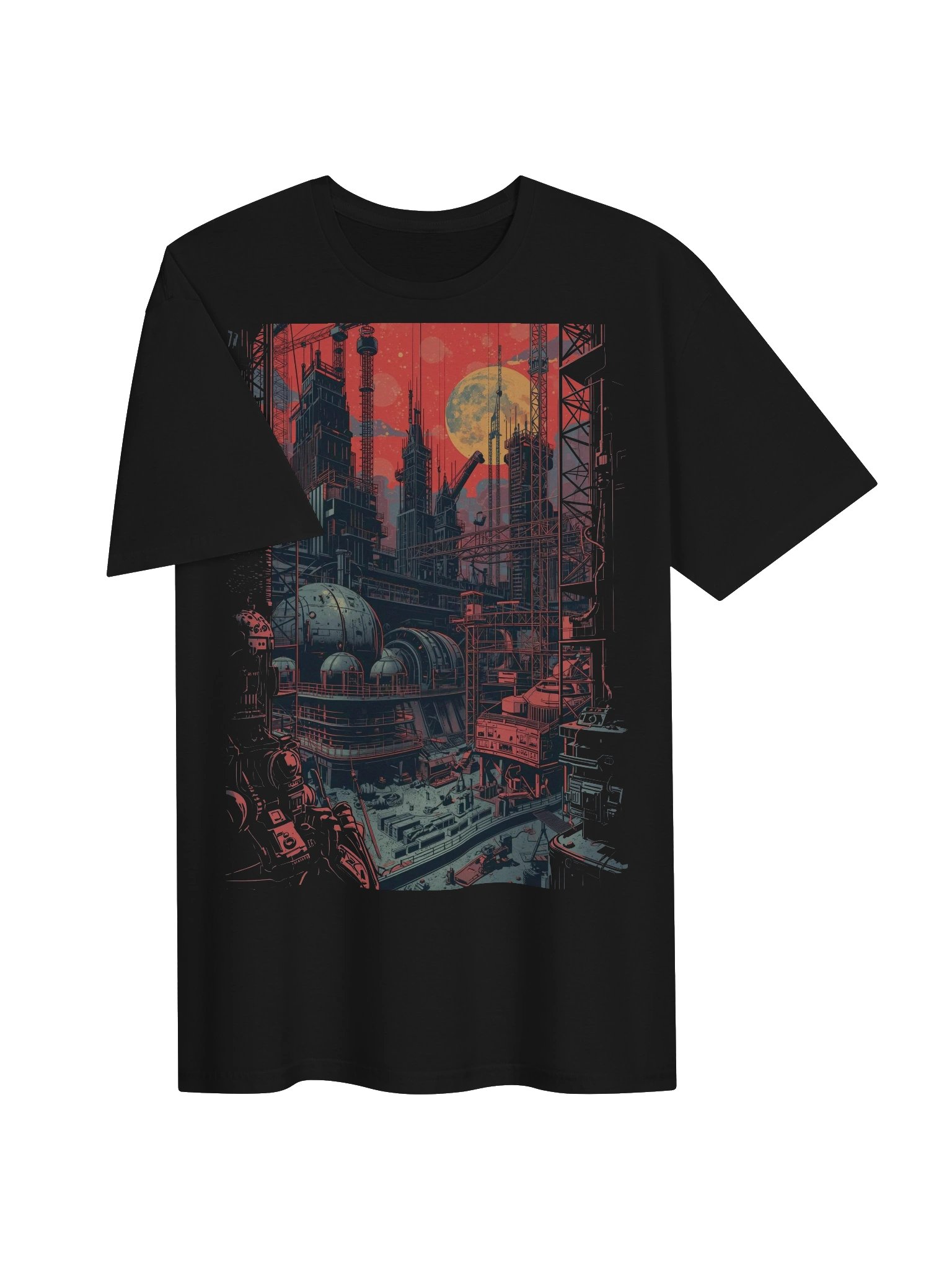 Retro Sci‑Fi Industrial Cityscape T-Shirt product image (6)