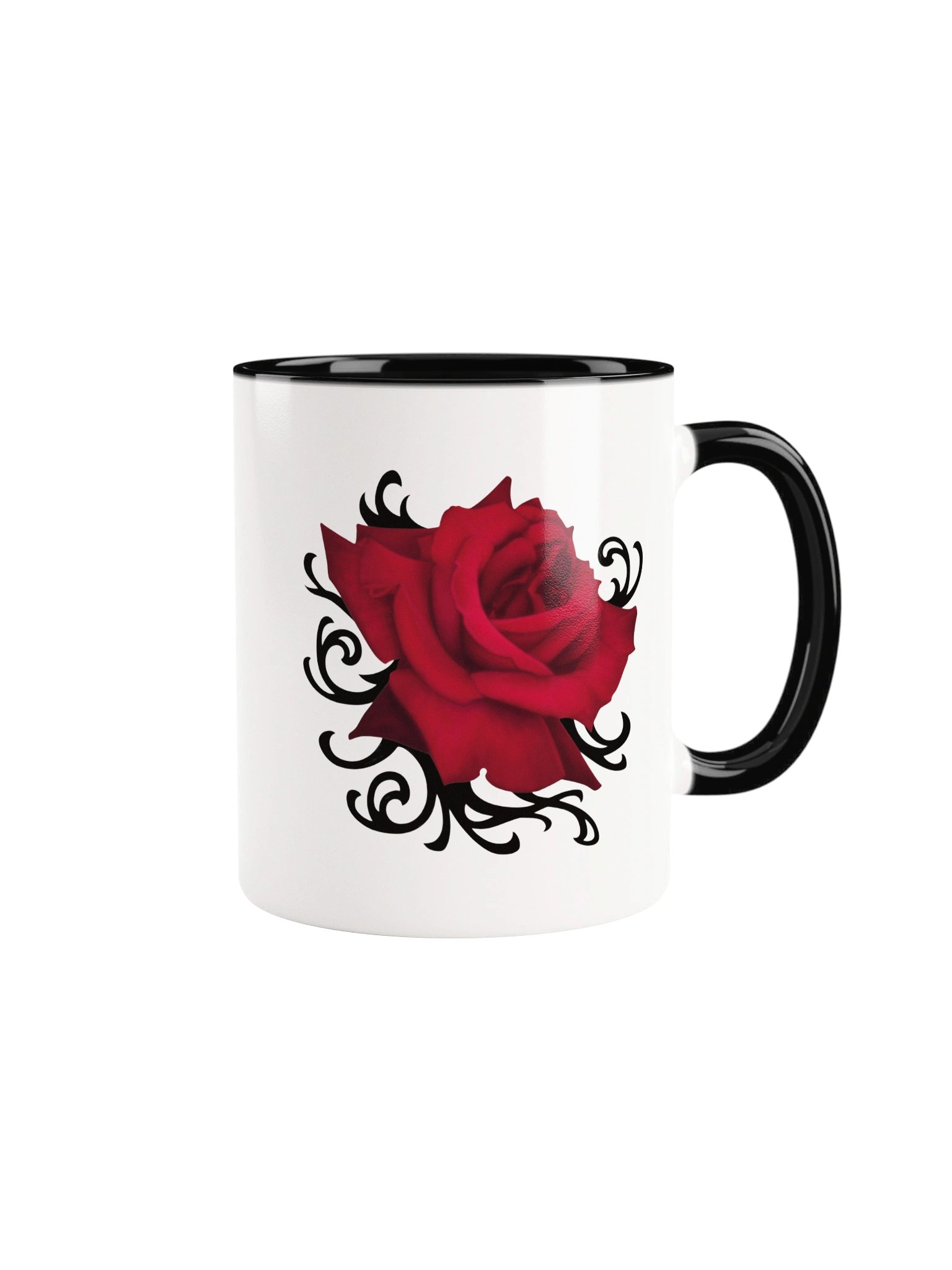 Gothic Dark Red Rose Ceramic Mug – Moody Crimson Floral Coffee Cup product image (2)