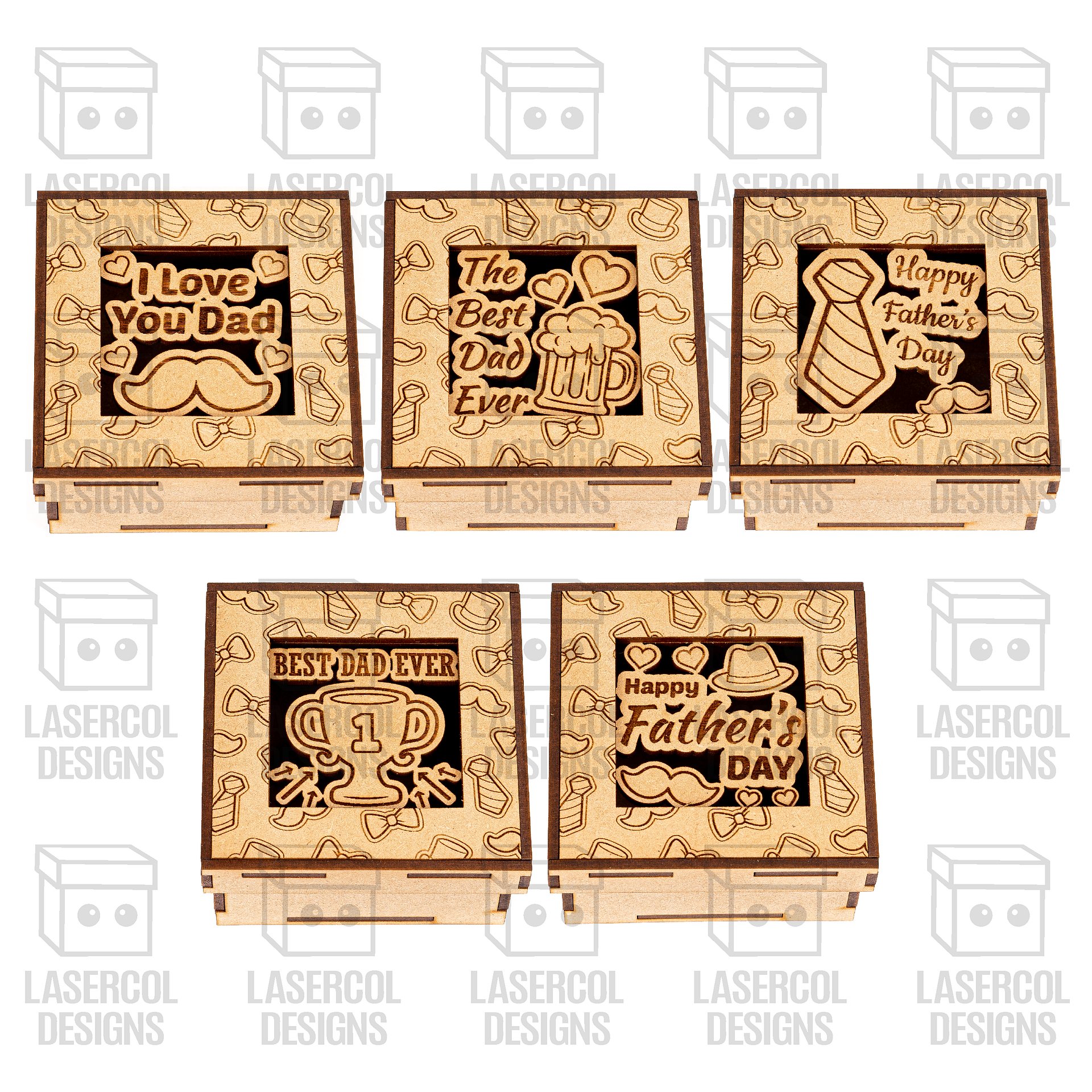 Free Laser File (MAY) - Father's Day Gift Boxes Set 1 (3 Sizes, 5 Styles) product image (4)