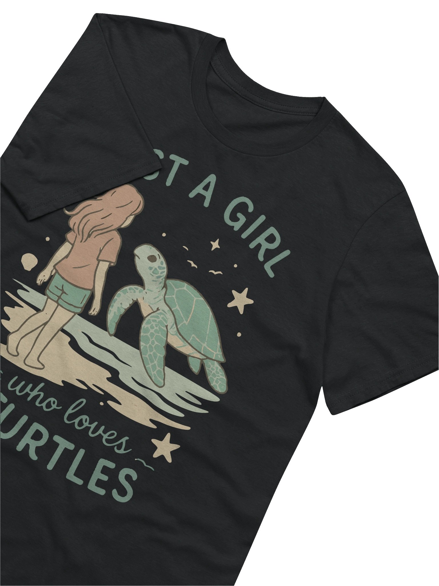 Vintage Beach Illustration of a Girl Watching a Sea Turtle Under the Stars – Cute Ocean Animal Lover product image (15)