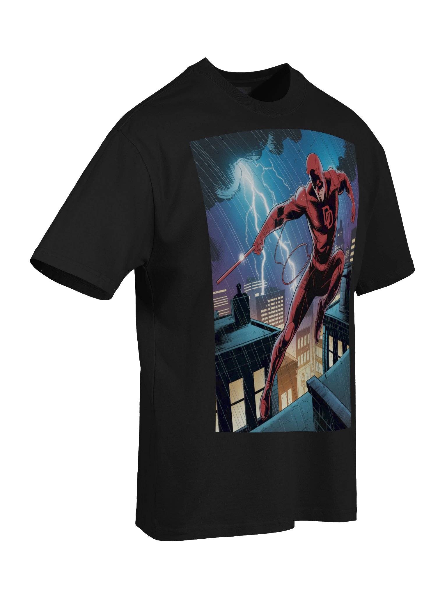 Tempest Veil: Daredevil Lightning Bound Oversized Faded T-Shirt product image (8)