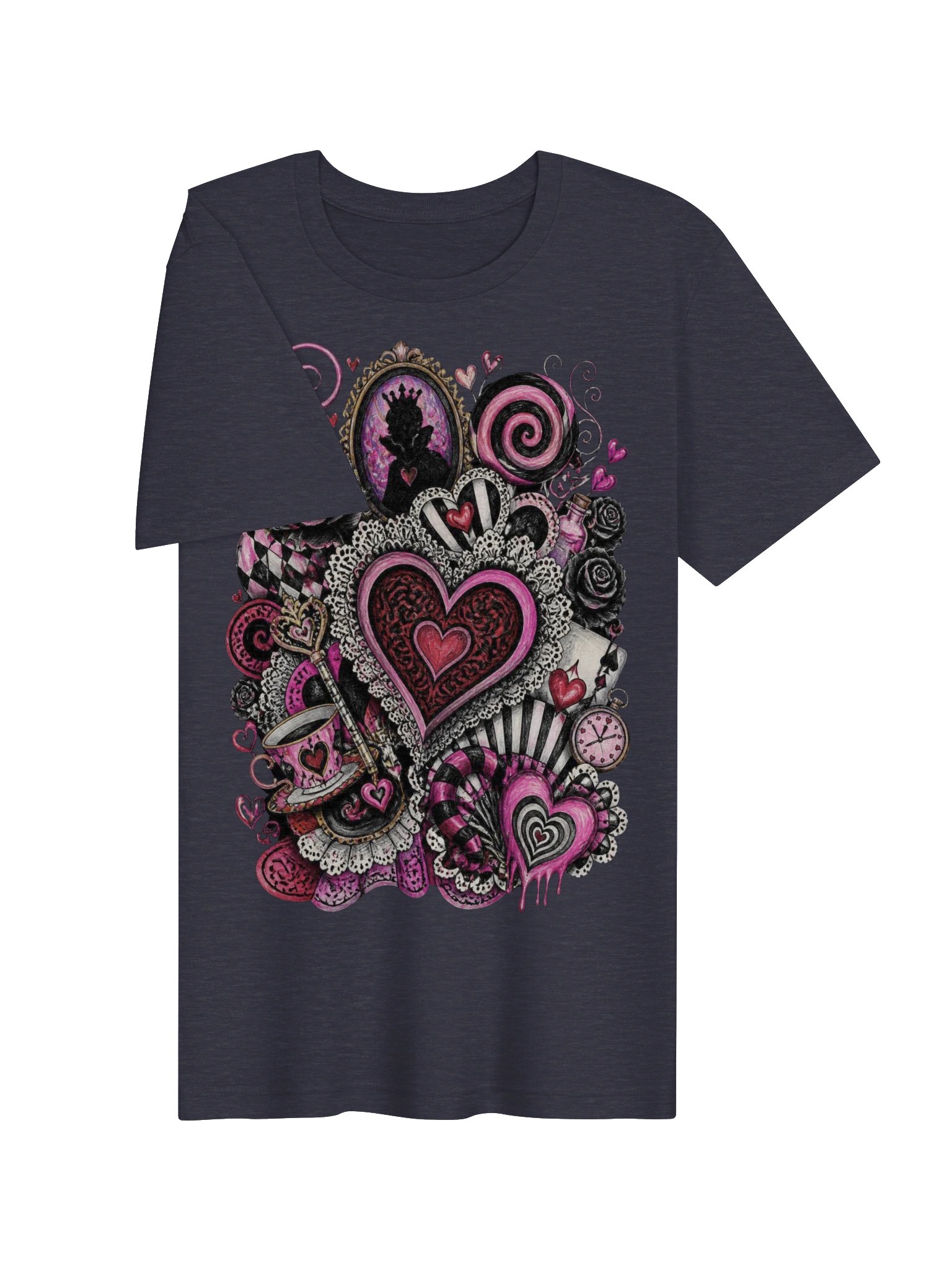 Queen of Hearts Wonderland T-Shirt, Whimsigoth Punk-Pink Collage product image (60)