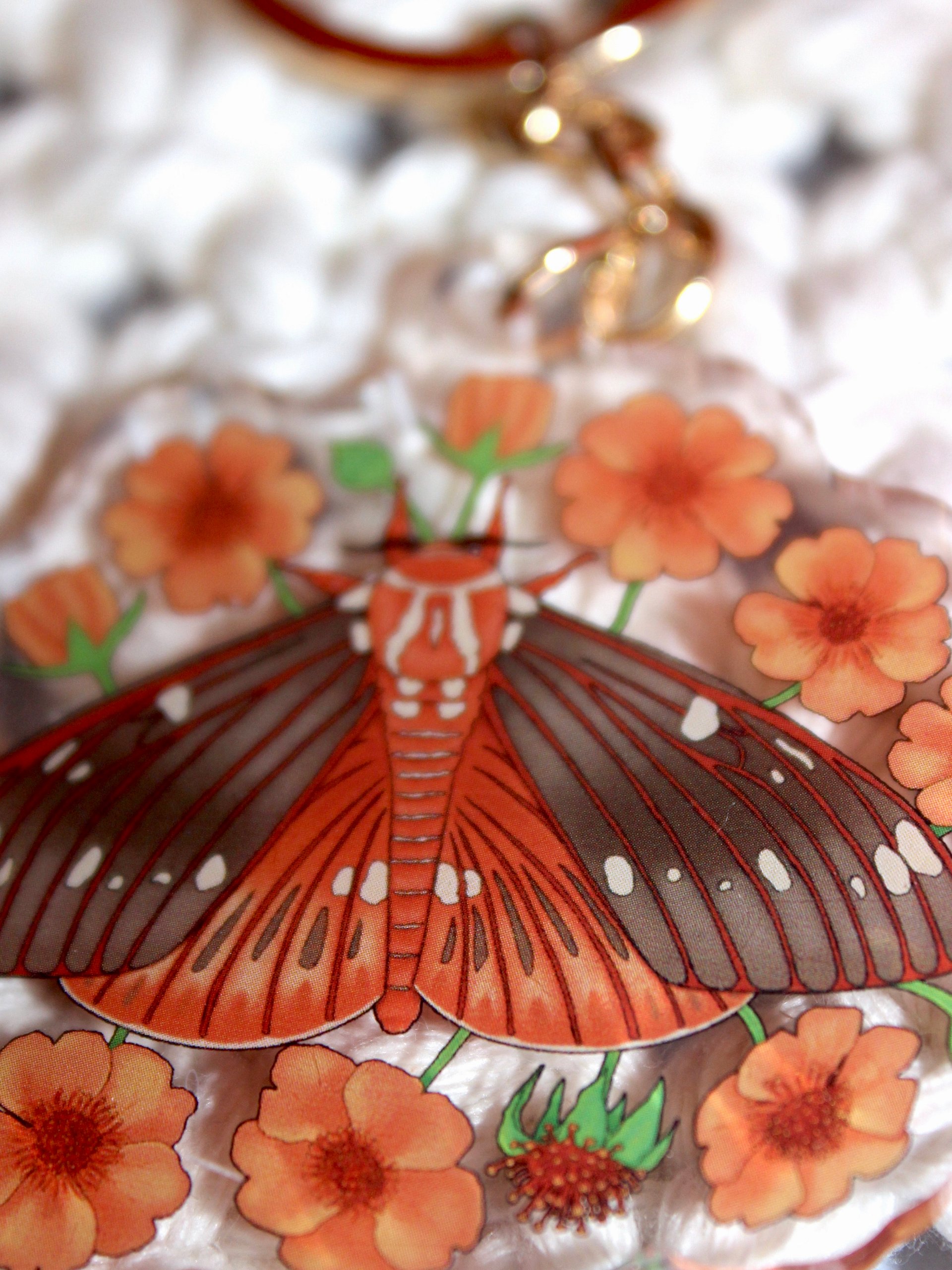 Floral Regal Moth Acrylic Keychain product image (3)