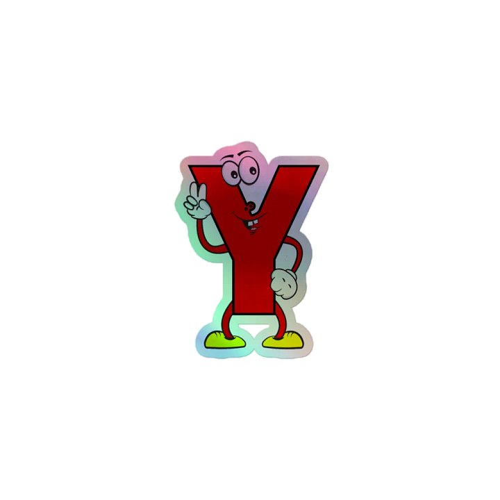 Y Letter Cartoon Character Holographic Sticker product image (1)