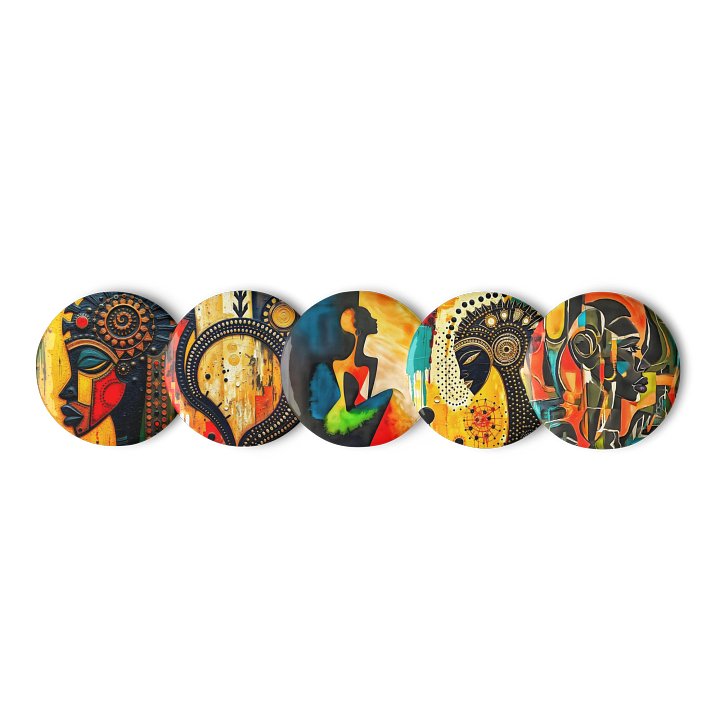 Abstract Ancestral Meditation Art Pin Button Set product image (1)