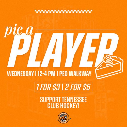 This is gonna be fun😉

We’ll see you Wednesday on Ped Walkway for our Pie a Player fundraiser!

1 for $3 or 2 for $5!

See yo...