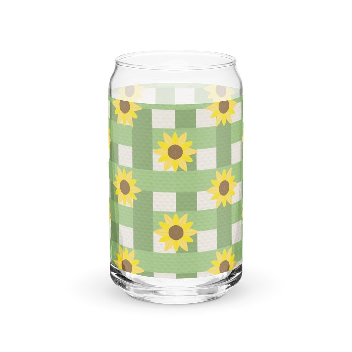 Sunflower Gingham- Green Background Glass Tumbler product image (2)