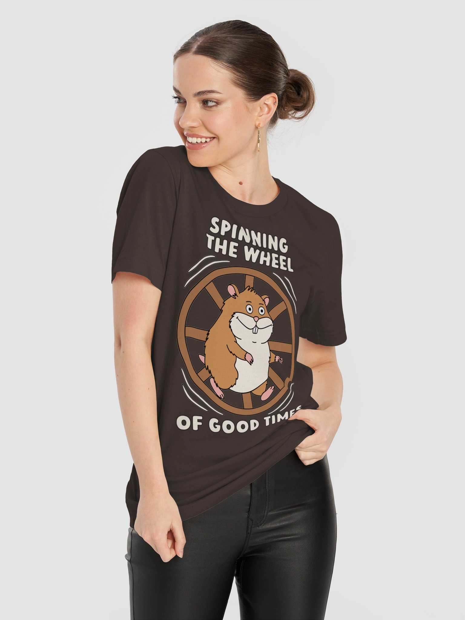 Spinning The Wheel Of Good Times Cute Silly Funny Hamster Unisex T-shirt product image (4)