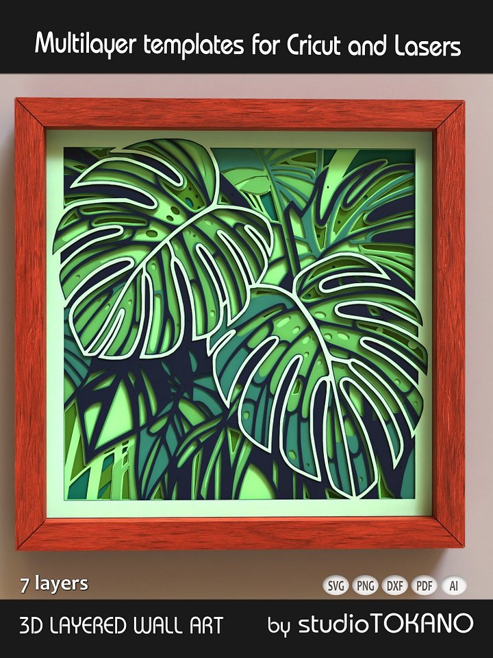 Monstera 3D Layered SVG product image (1)
