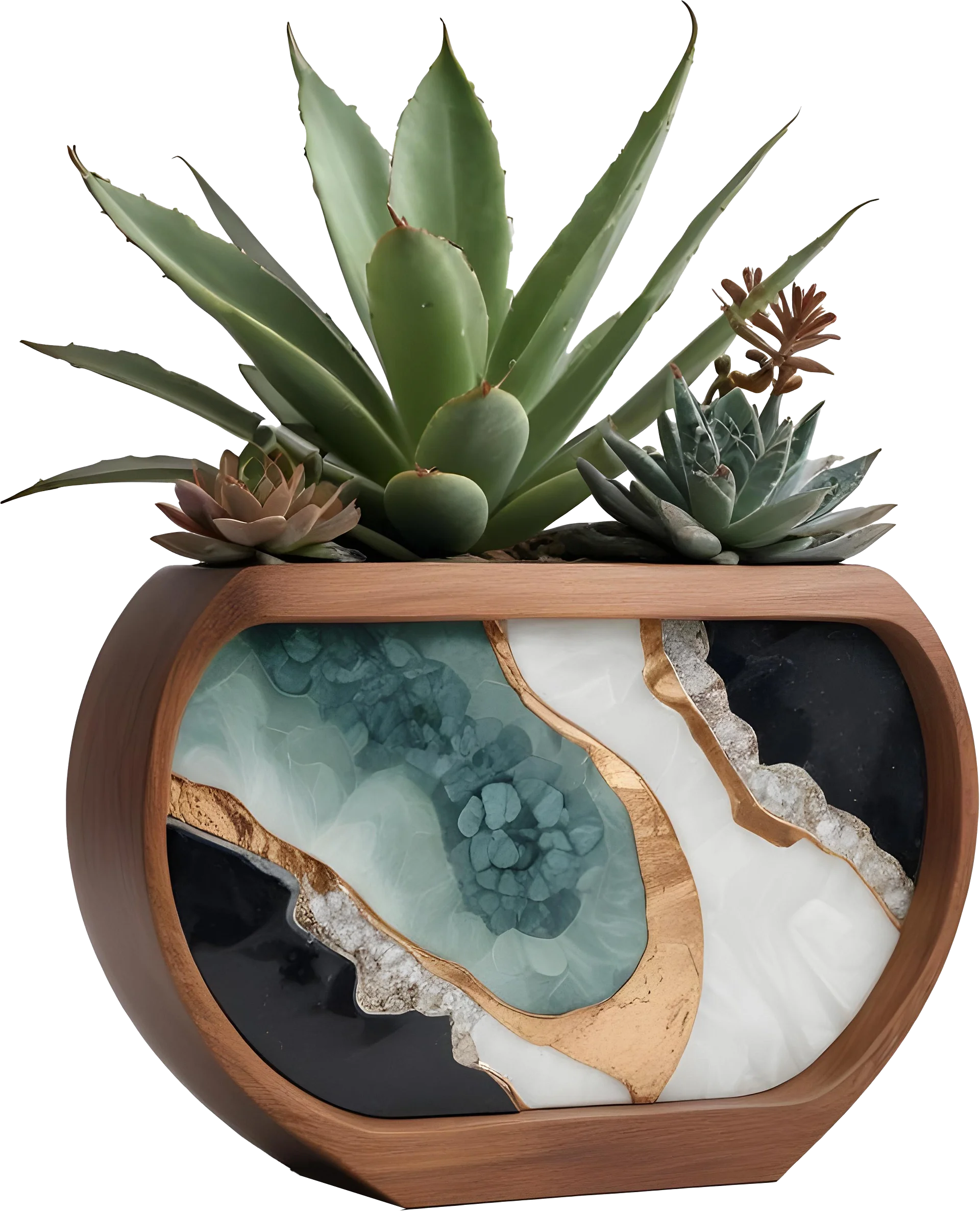 Earthly Symphony – Agate Window Succulent Vase PNG product image (1)