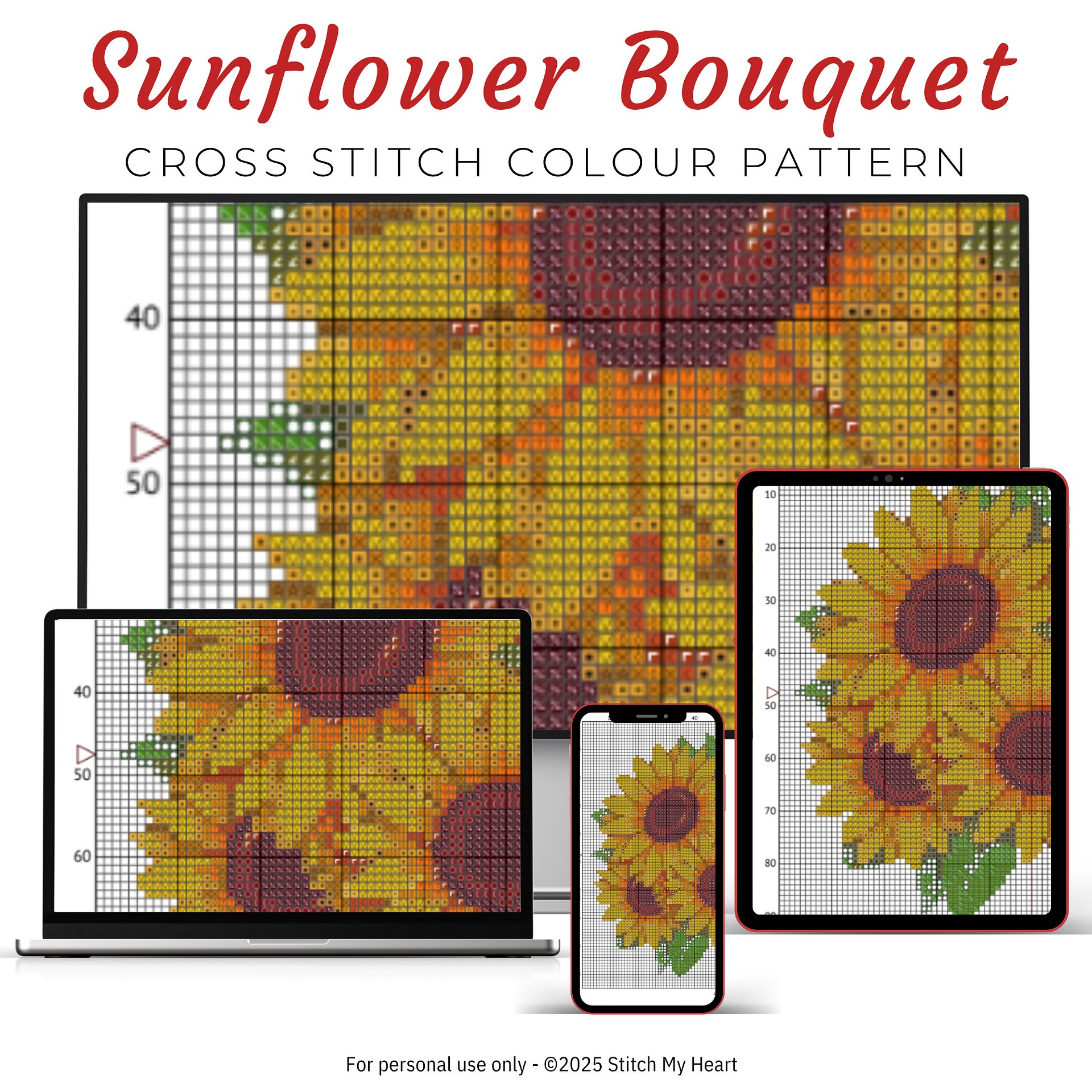 Sunflower Bouquet Cross Stitch Pattern product image (3)