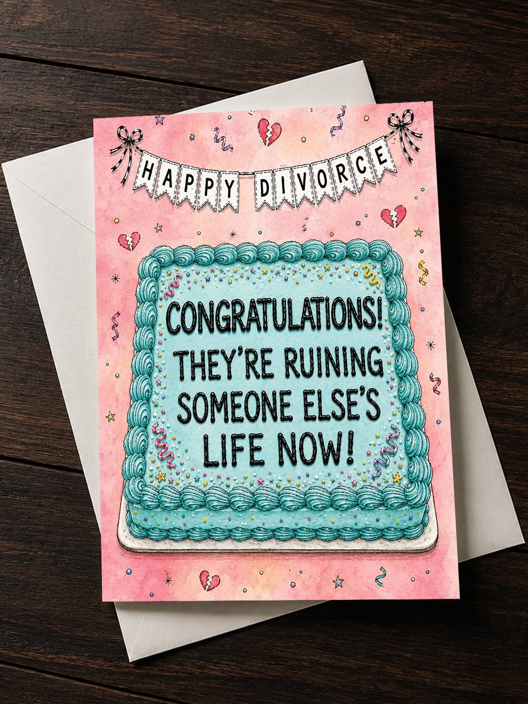 CONGRATS ON THE DIVORCE CARD: They're Ruining Someone Else's Life Now (5x7) New Chapter, Congratulations product image (1)