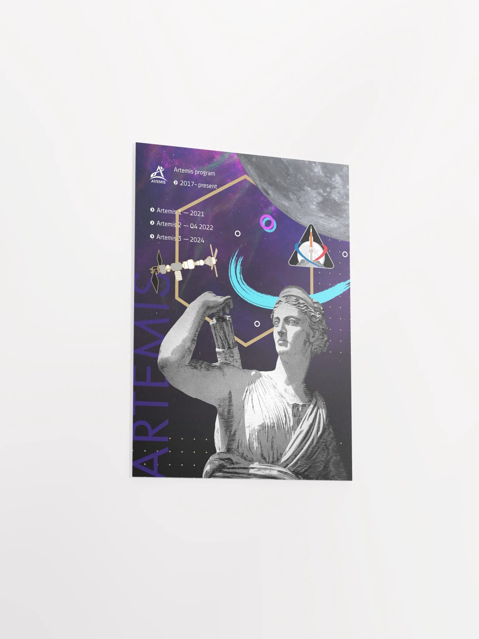 Vaporwave poster: Synthwave NASA Artemis program [synthwave/vaporwave/retrowave] — space poster, retrowave poster, neon poster, aesthetic product image (9)
