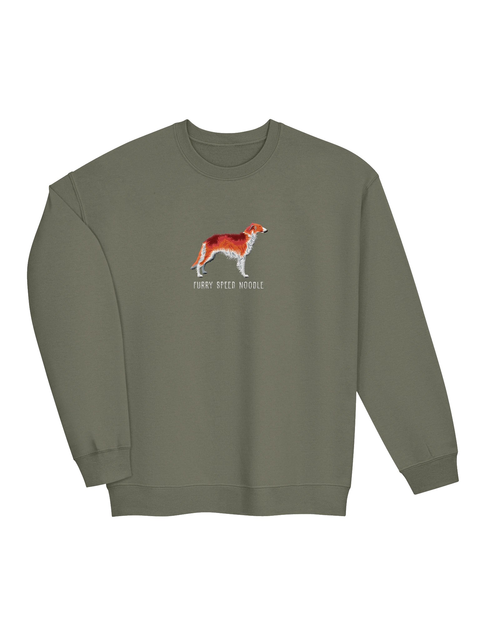 Furry Speed Noodle Sweatshirt (Embroidered) of a Borzoi(Red & White) product image (6)