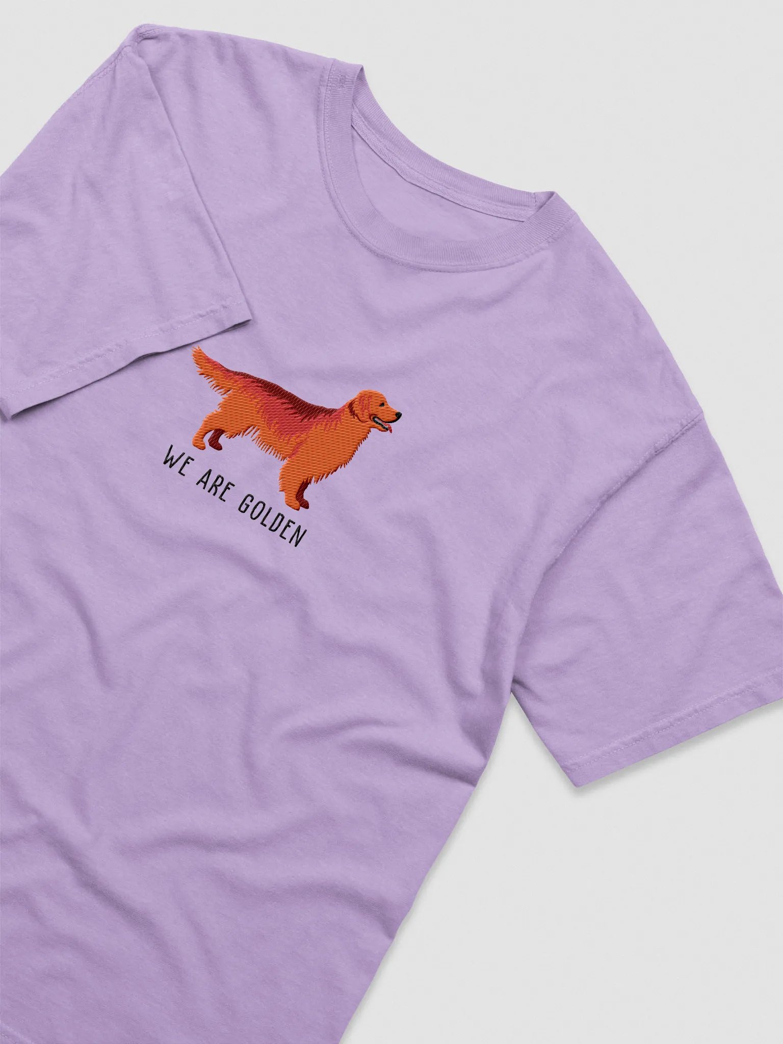 We Are Golden T-Shirt(Embroidered) of a Golden Retriever(Red) product image (6)