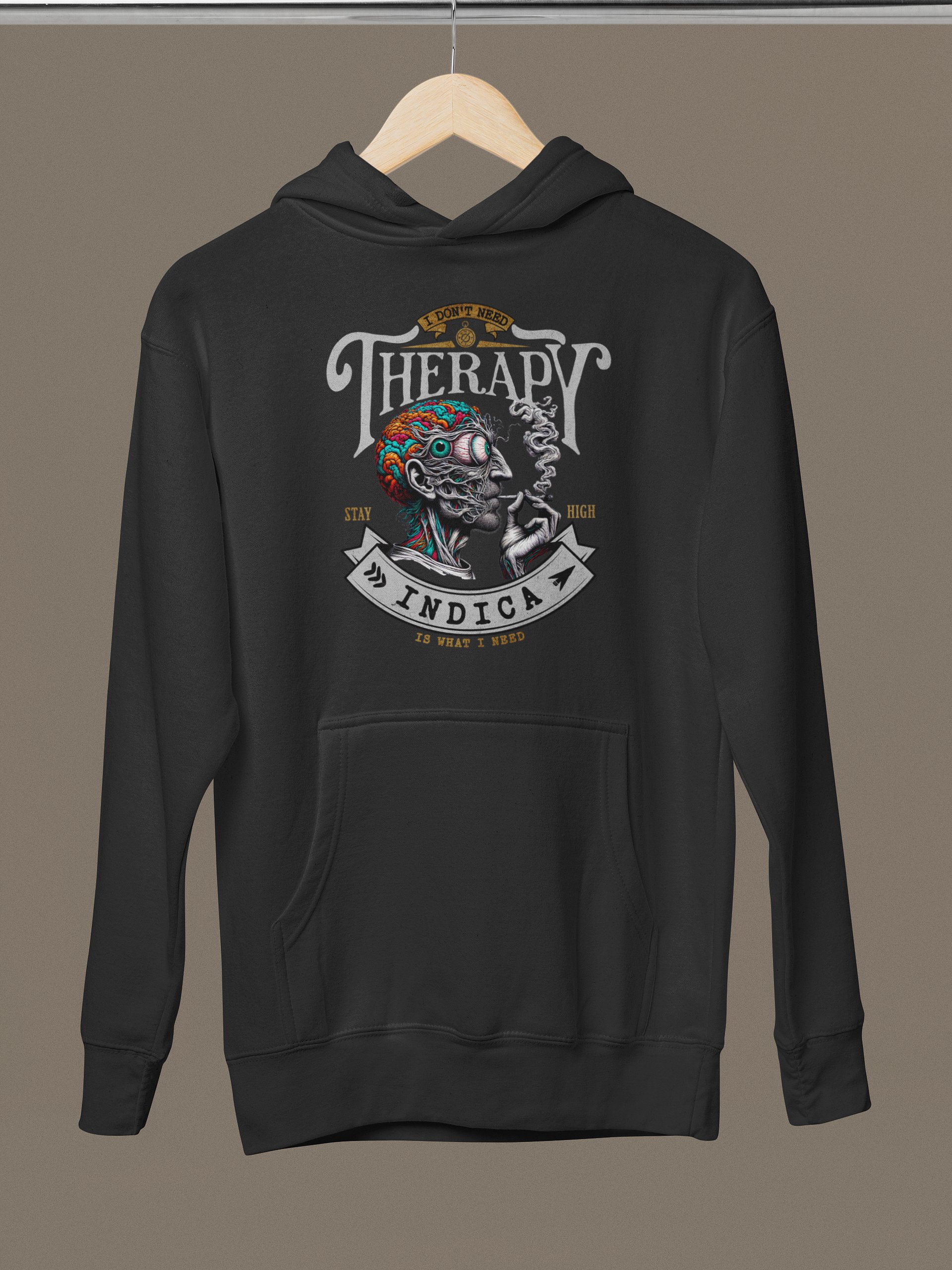 No Therapy Needed, Just Indica - Psychedelic Brain Premium Unisex Hoodie product image (2)
