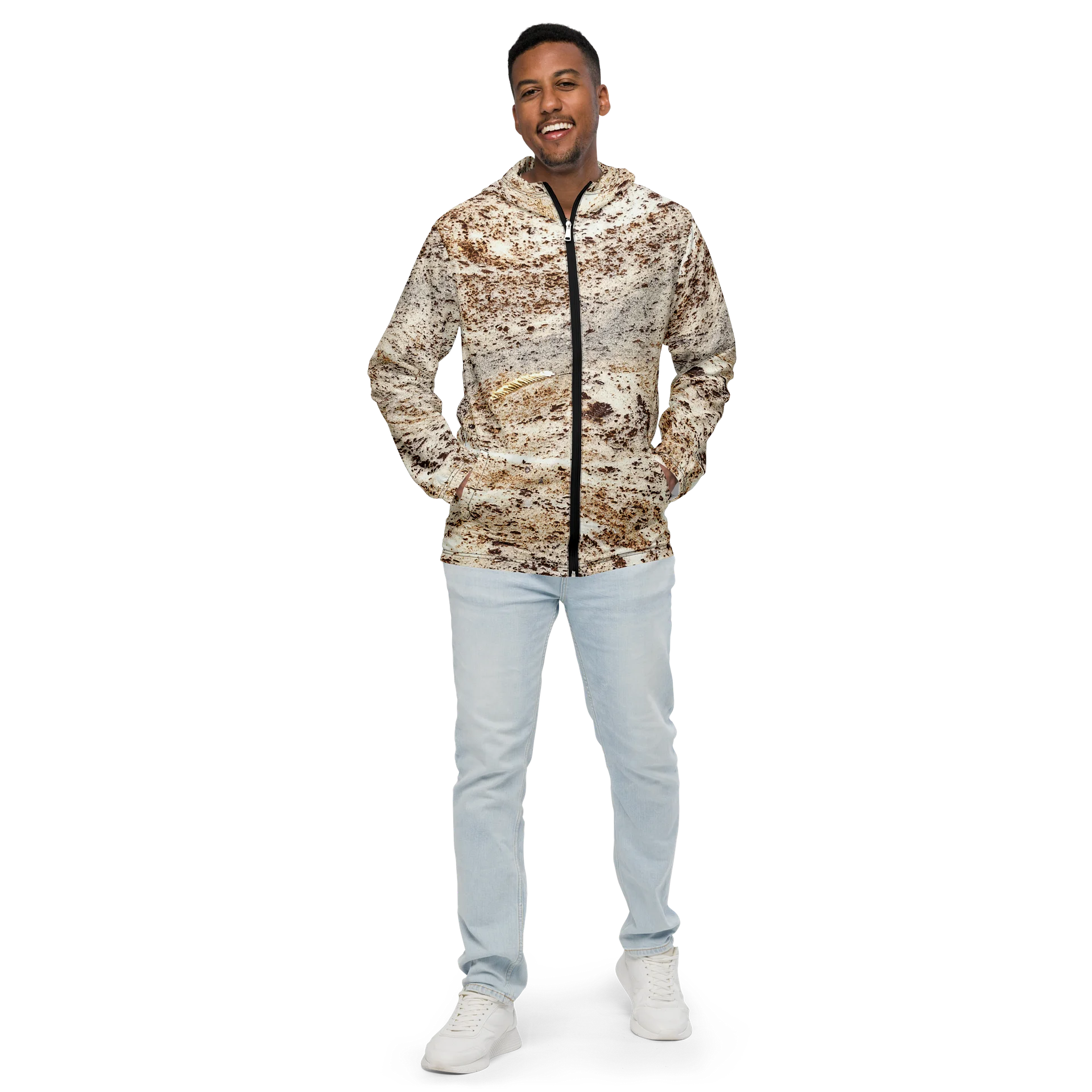 Espresso Swirl Unisex All-Over Print Marbled Cacao Lightweight Windbreaker product image (1)