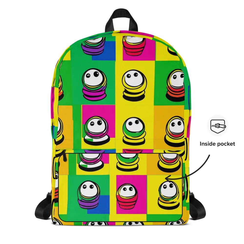 Whimsical Character Grid All-Over Print Backpack product image (4)