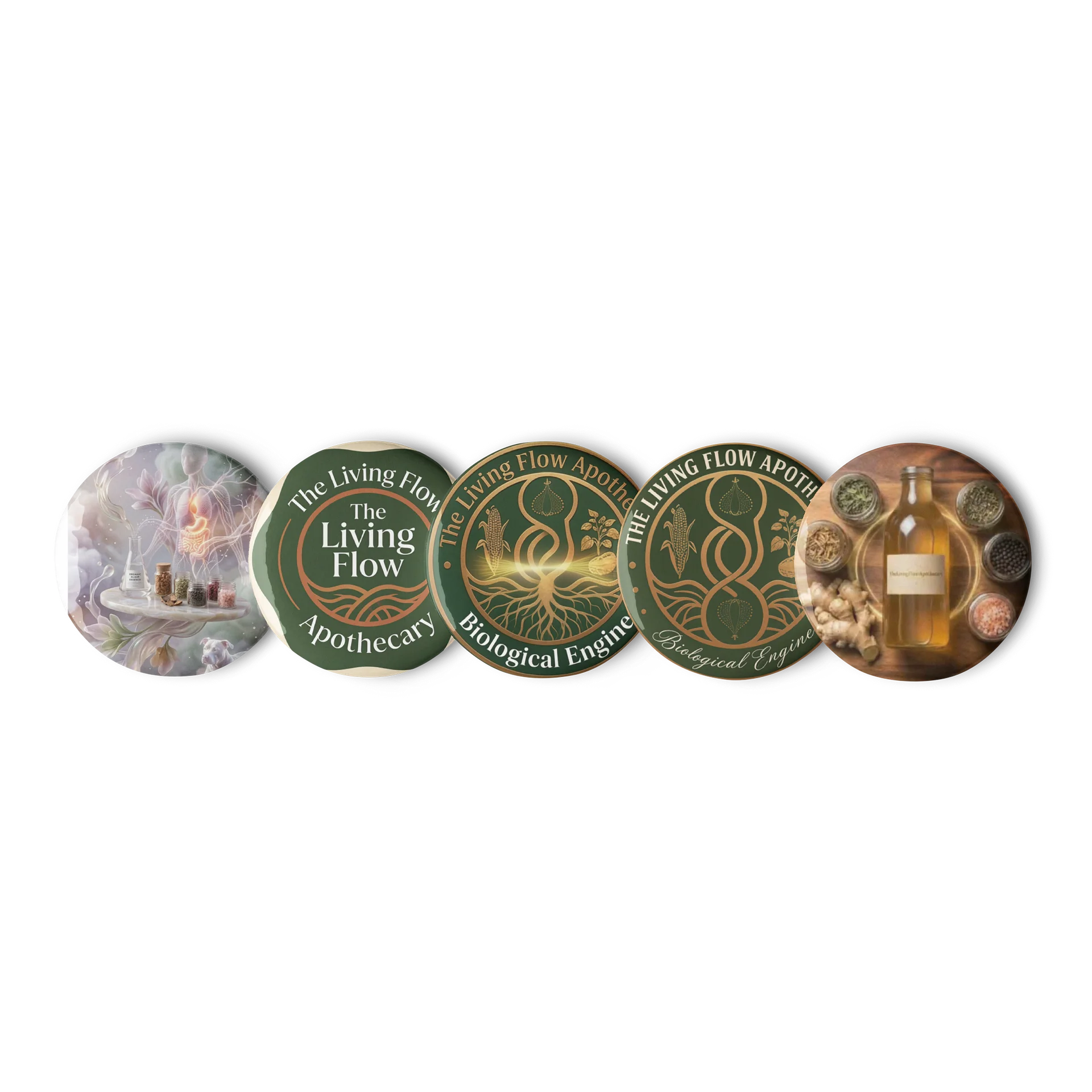 The Living Flow Apothecary Custom Pin Buttons product image (1)