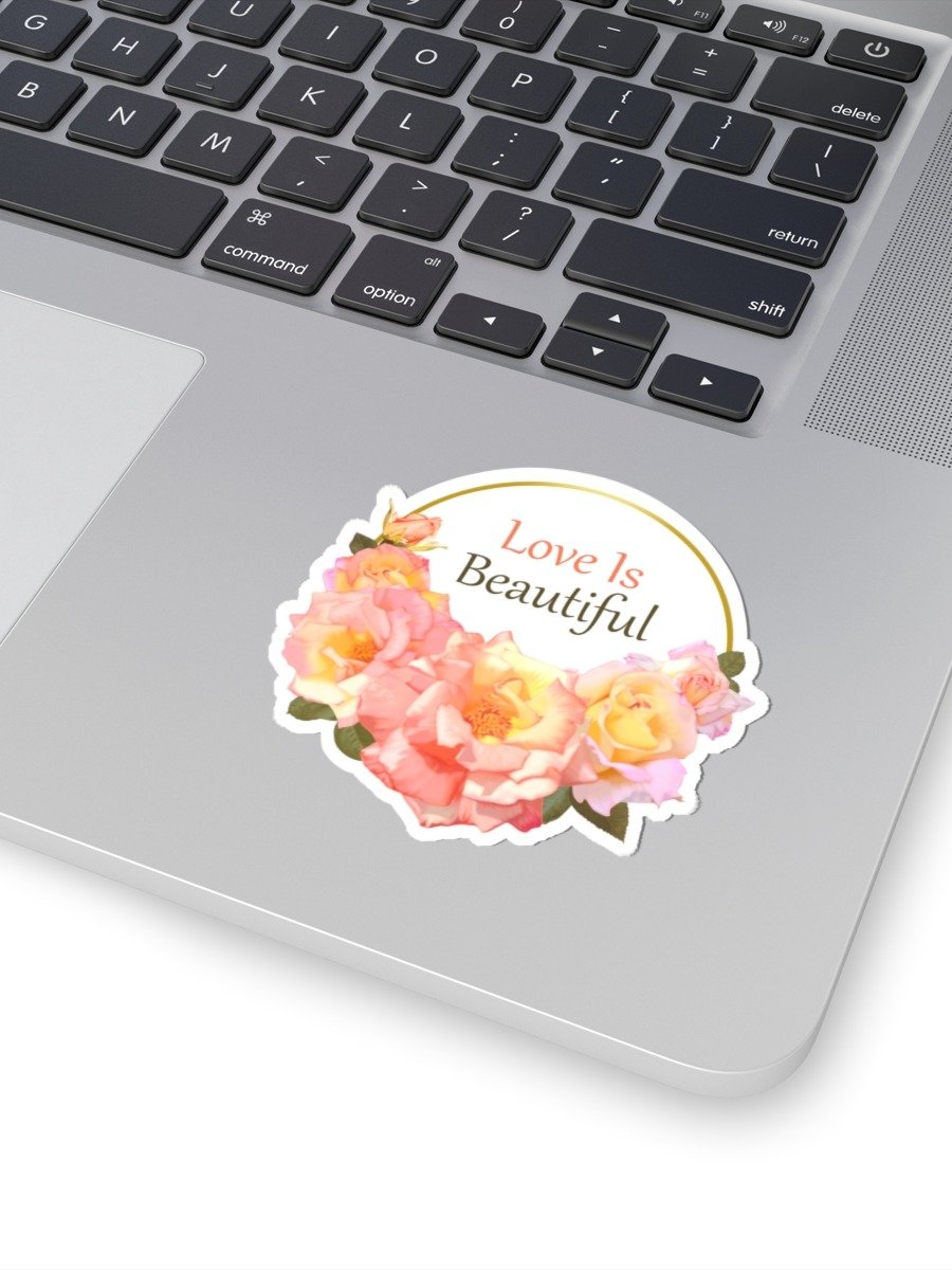 Love Is Beautiful Gold Floral Vinyl Decal – Krita Airbrush Rose Sticker product image (1)