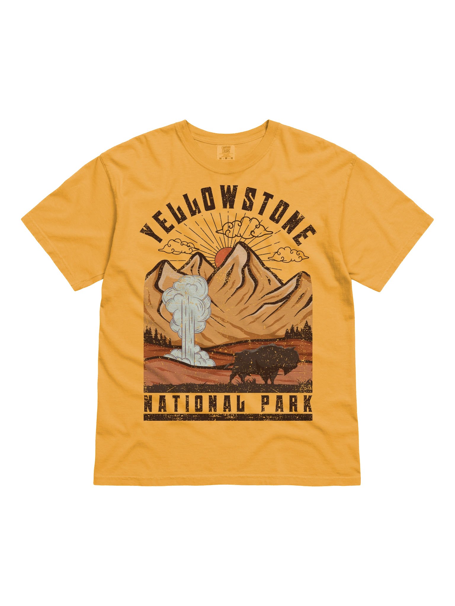 Yellowstone National Park Shirt – Vintage Geyser Bison Mountain Retro Sunset Tee product image (4)