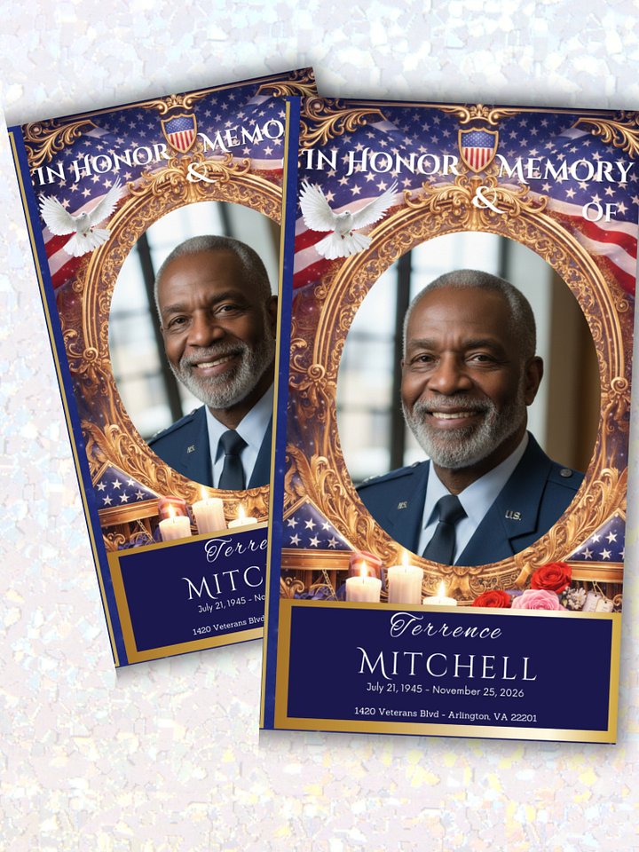Military Funeral Program Template | 6-Page Patriotic Veterans Memorial Trifold | Canva 11x8.5 & 14x8.5 product image (2)